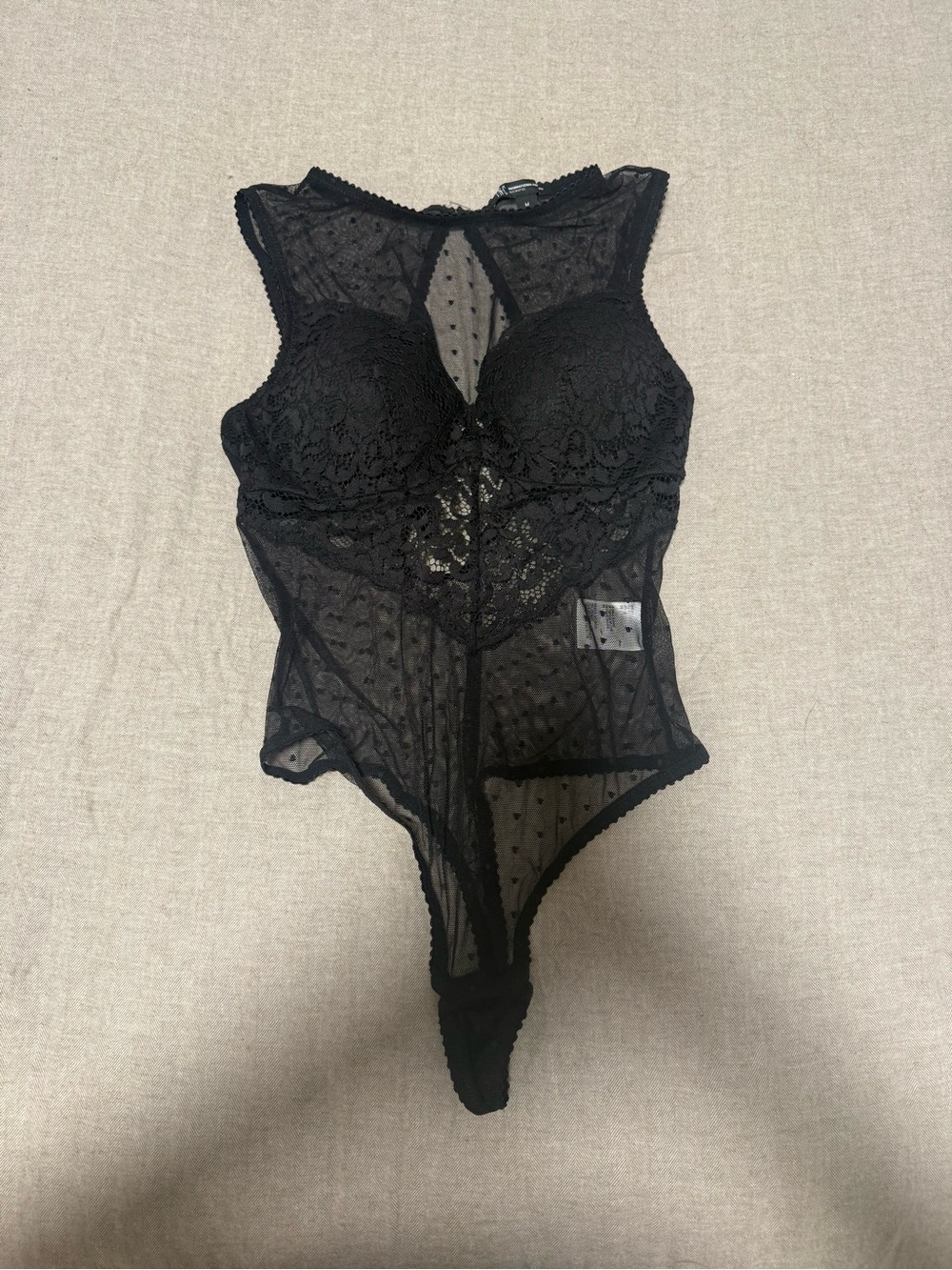 INC International Concepts Black Lace Sheer Bodysuit - Picture 4 of 5